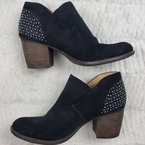 Naya black suede studded ankle bootie